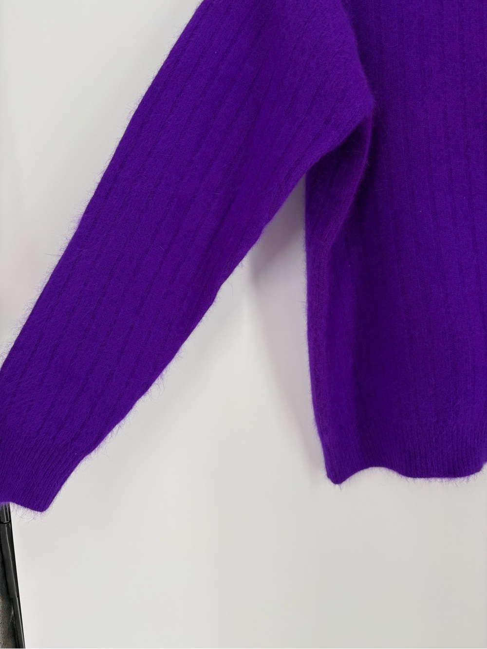 VTG Rafaella Grape Purple Angora Rabbit Hair Lambswool Mock Neck Sweater Large - Picture 3 of 15